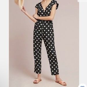 Anthropologie Black & White Polka Dot Jumpsuit, Sz M